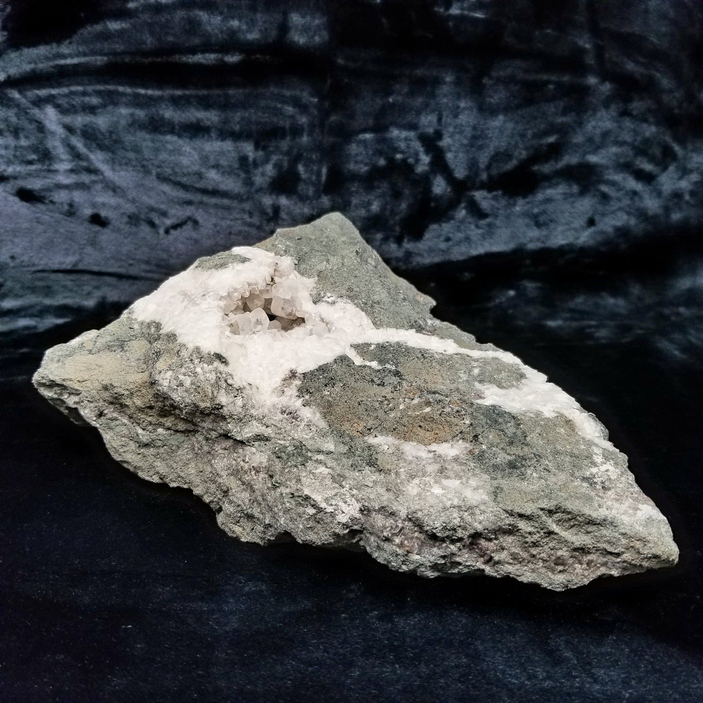 #11088 Chalcopyrite ore on clear Combined form Calcite with phantom Chalcopyrite inclusions