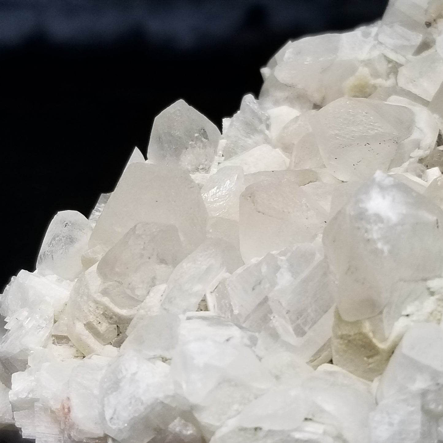 #11158 White Dolomite and Chalcopyrite on clear Dogtooth Spar and Combined form Calcite