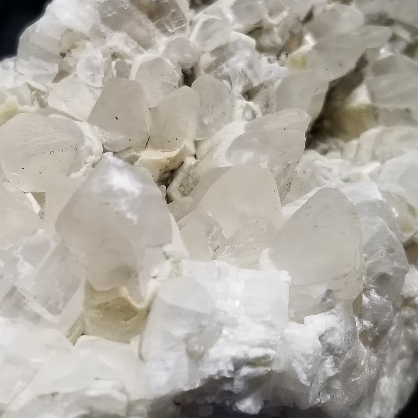 #11158 White Dolomite and Chalcopyrite on clear Dogtooth Spar and Combined form Calcite