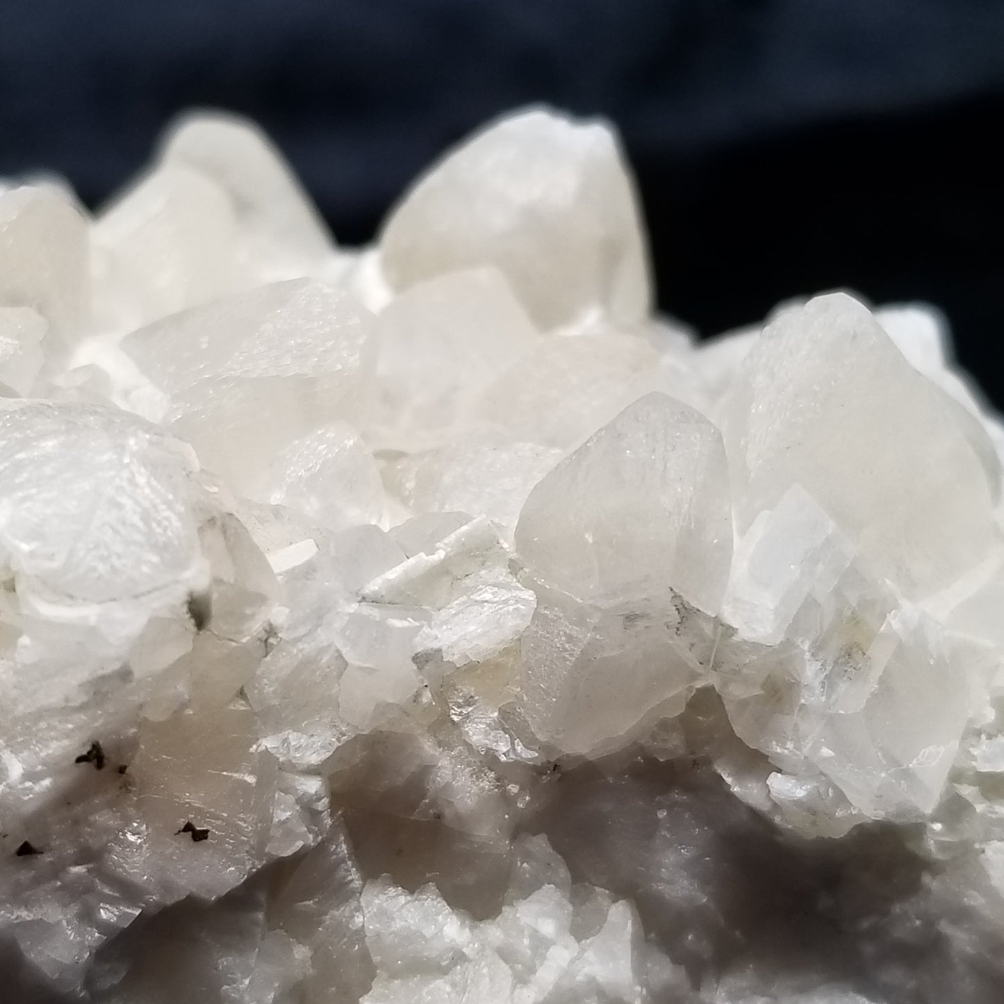 #11158 White Dolomite and Chalcopyrite on clear Dogtooth Spar and Combined form Calcite