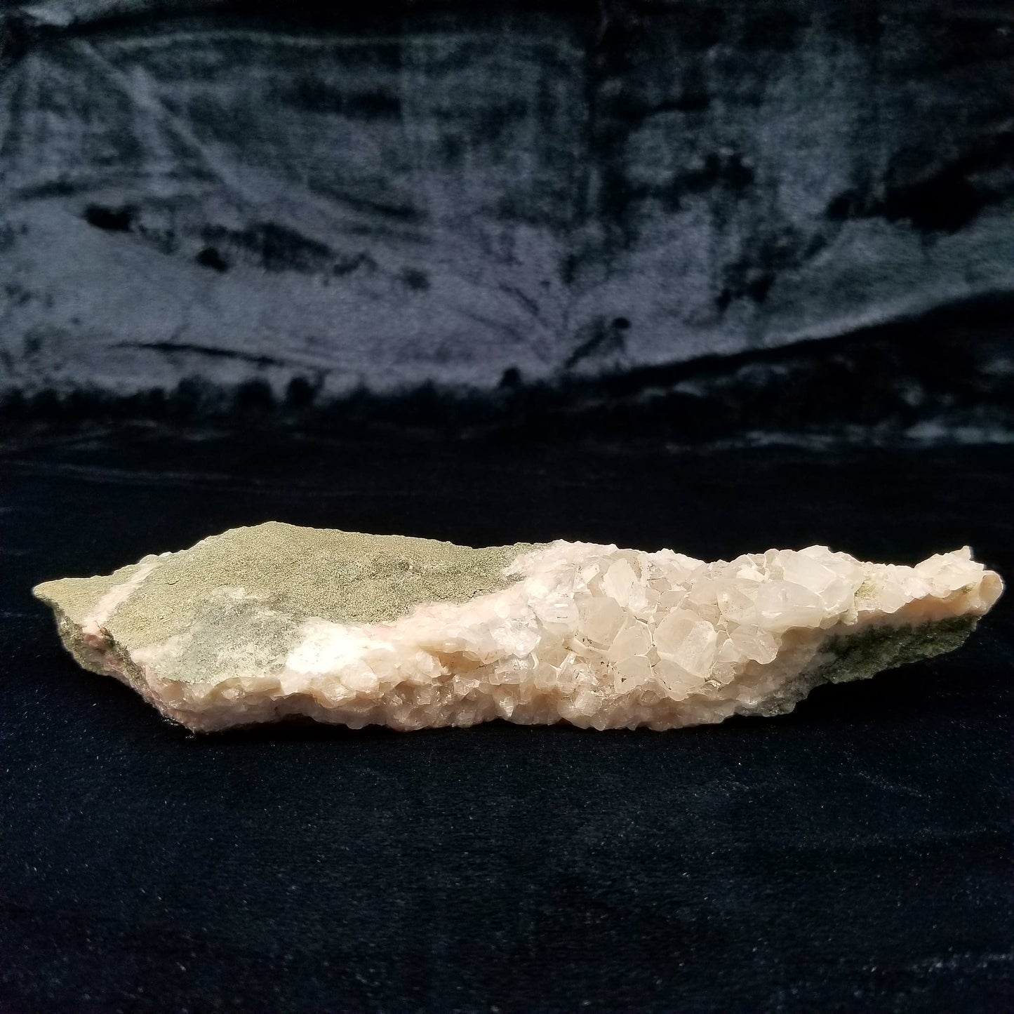 #11164 Hematite and Dolomite on clear Combined form Calcite cluster