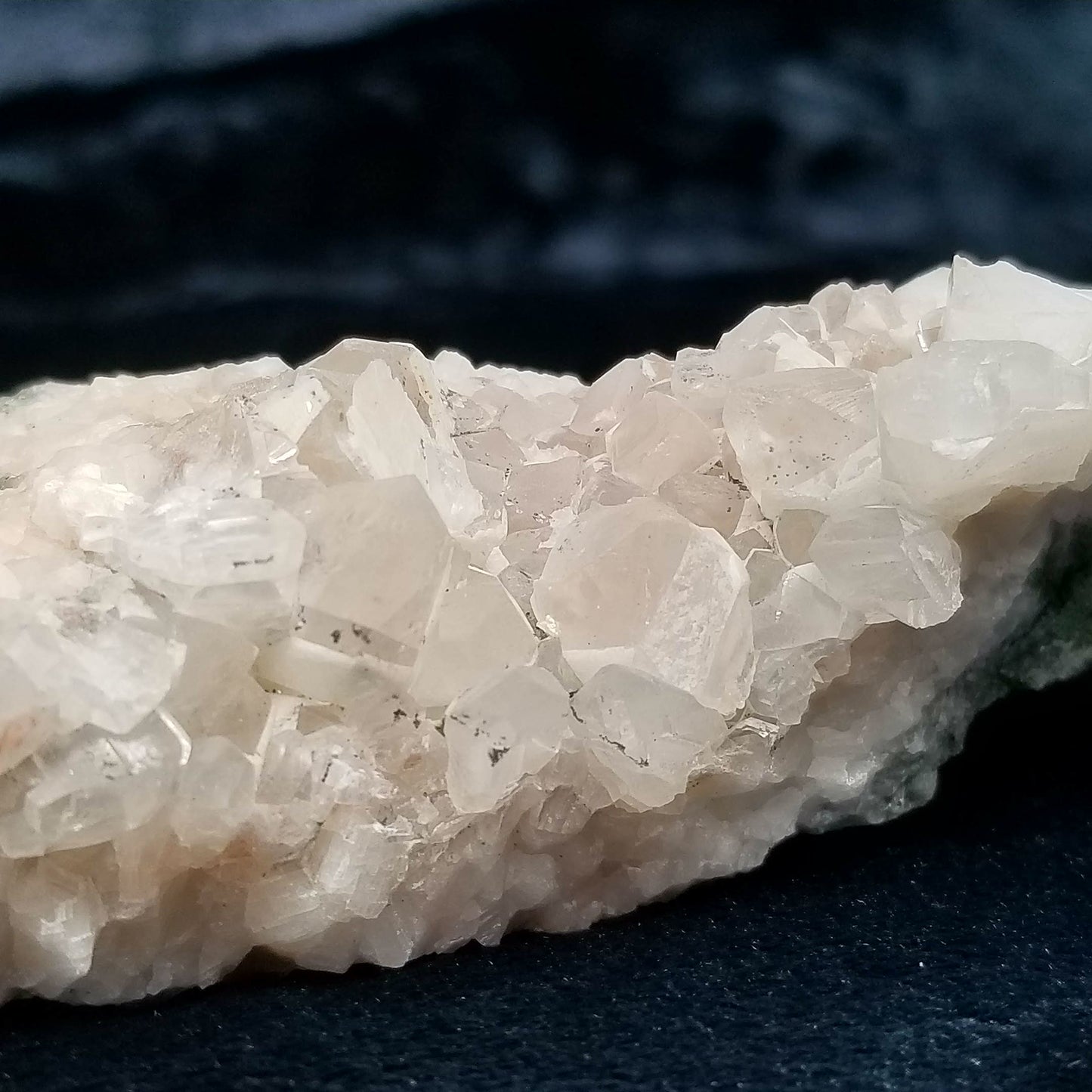#11164 Hematite and Dolomite on clear Combined form Calcite cluster