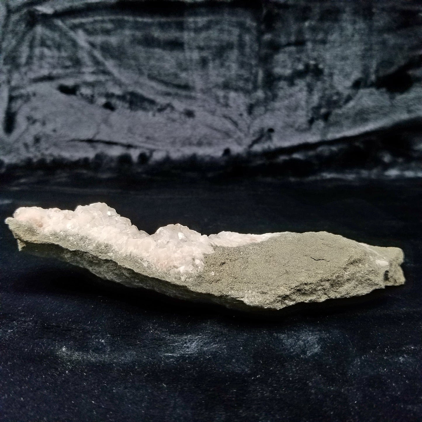 #11164 Hematite and Dolomite on clear Combined form Calcite cluster