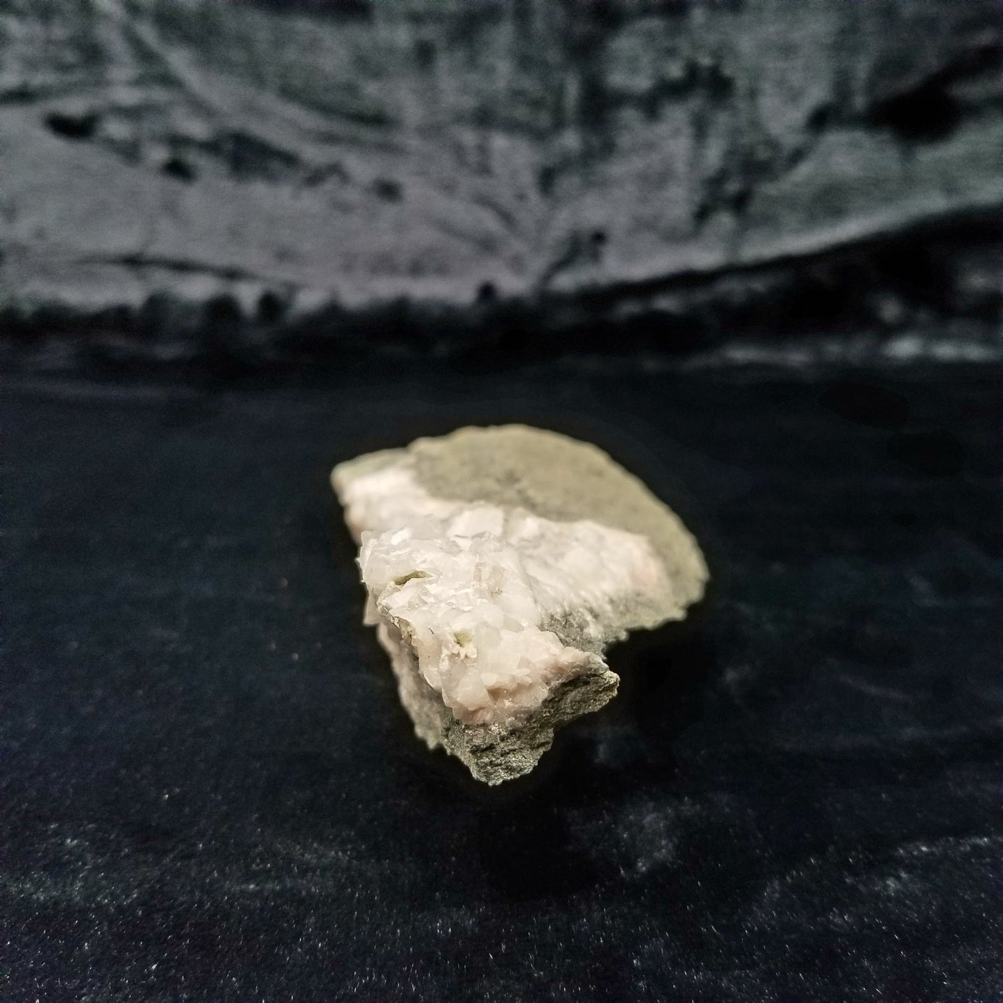 #11164 Hematite and Dolomite on clear Combined form Calcite cluster