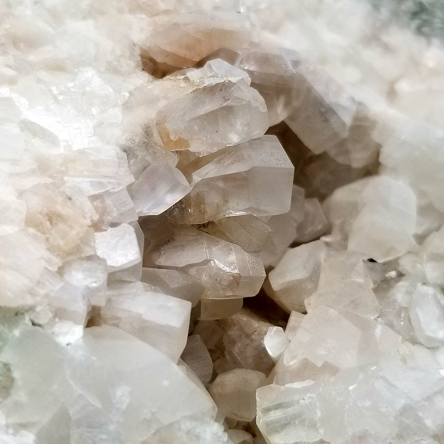 #11166 Hematite on clear Combined form Calcite with Hematite phantom inclusions