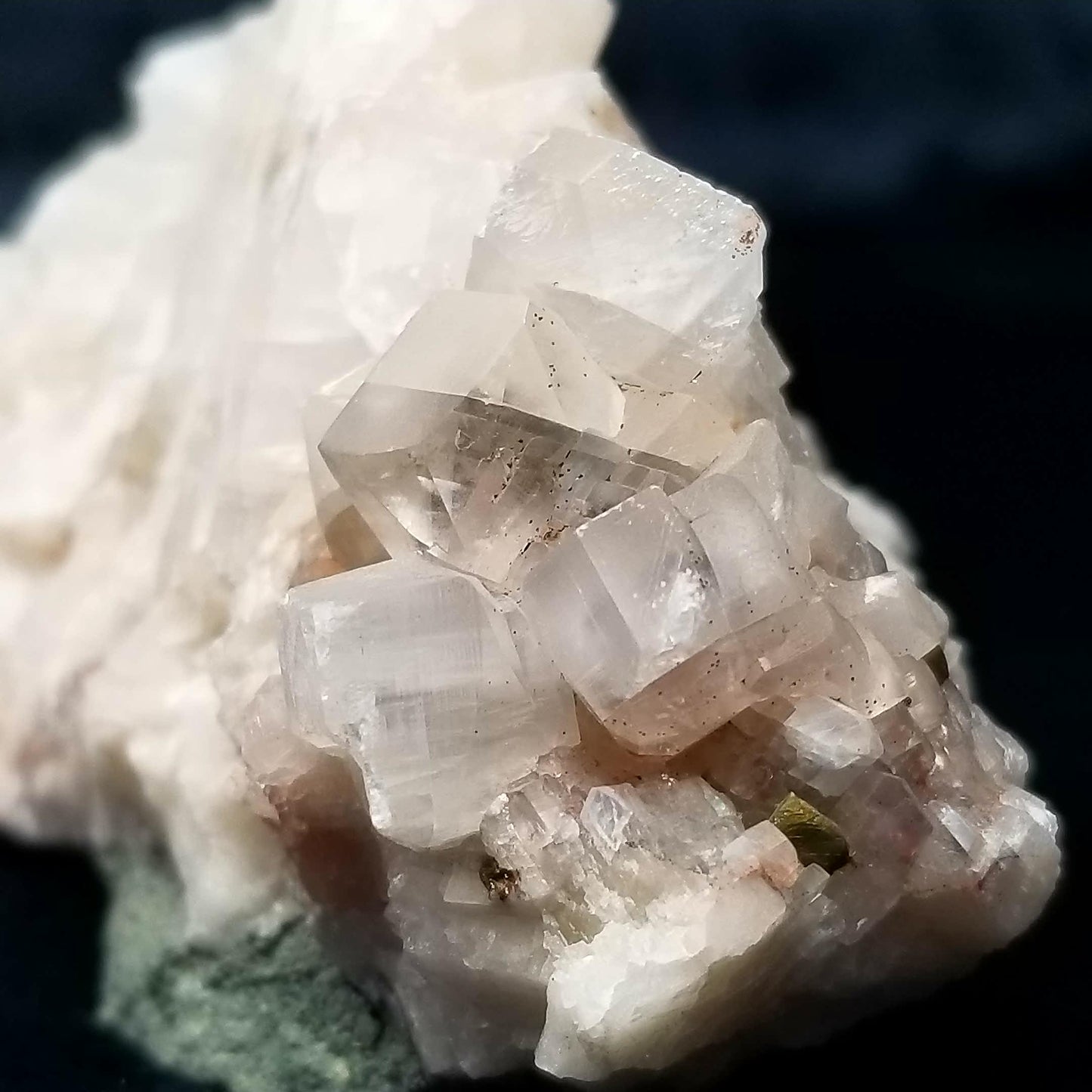 #11169 Chalcopyrite on clear Combined form Calcite with Hematite phantom inclusions