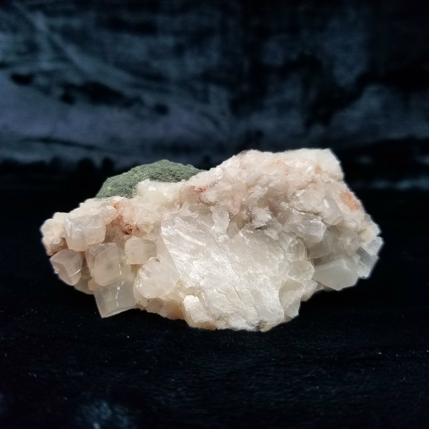 #11169 Chalcopyrite on clear Combined form Calcite with Hematite phantom inclusions
