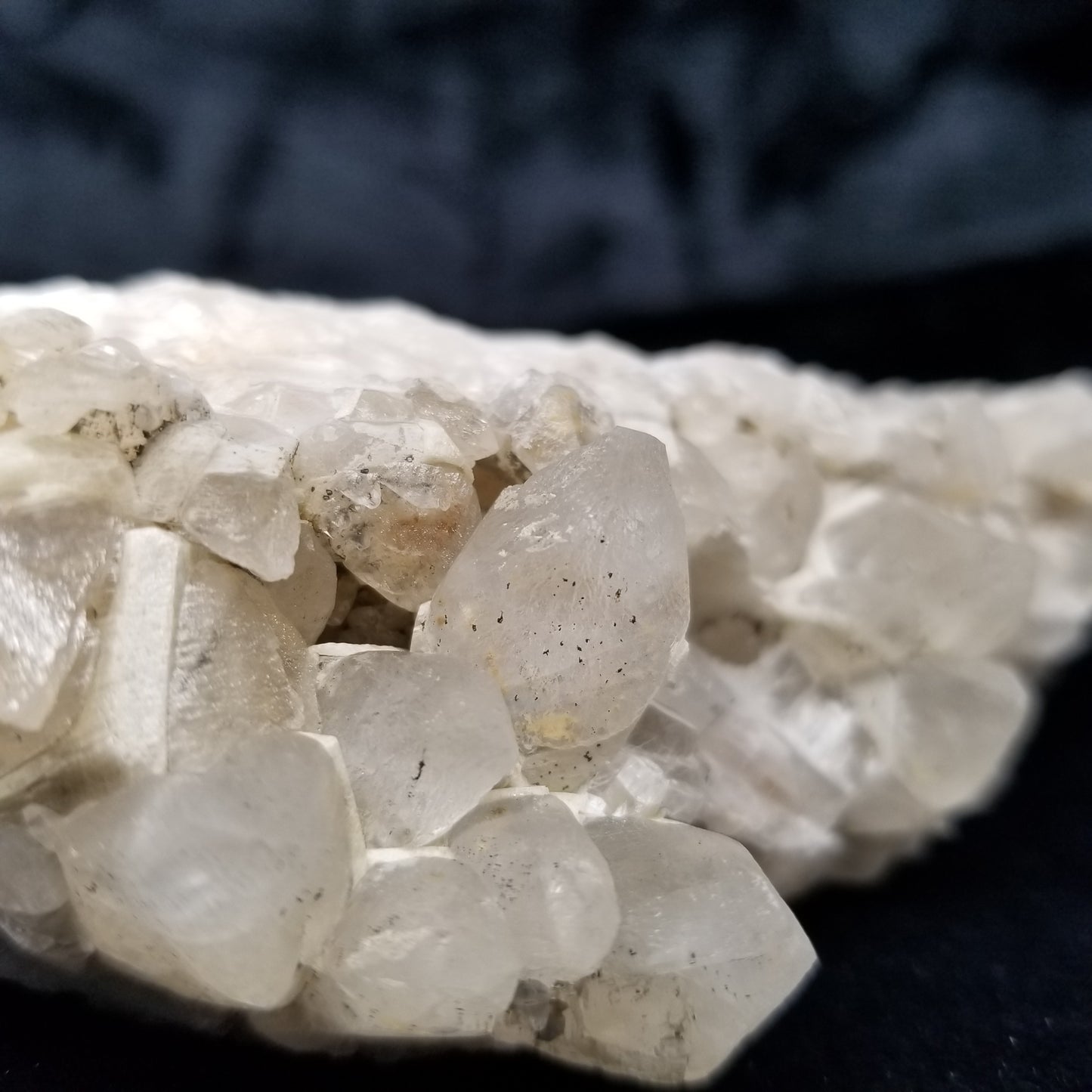 #11171 White Dolomite on clear Combined form Calcite cluster