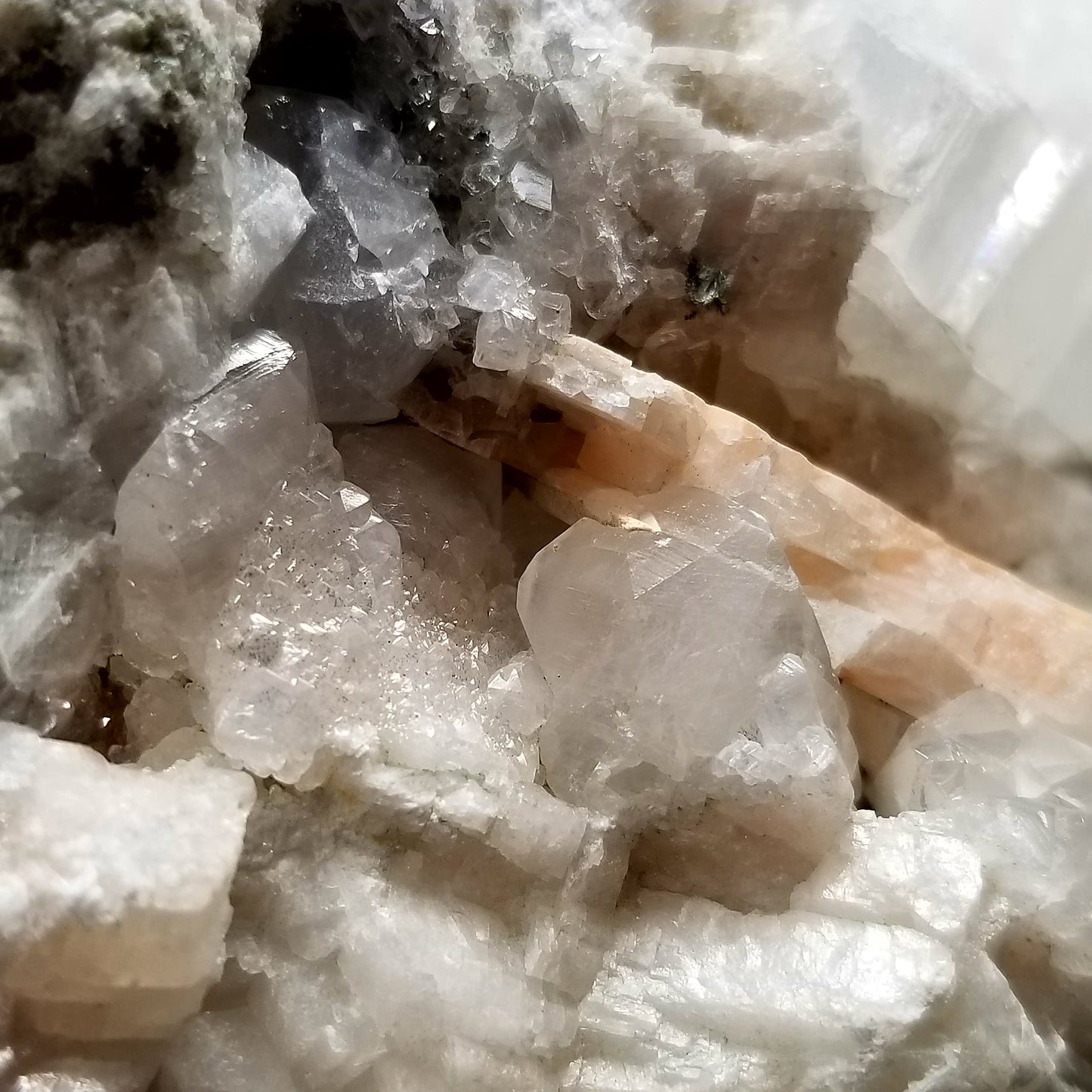 #11173 Clear Combined form Calcite with small Spirit Quartz formation