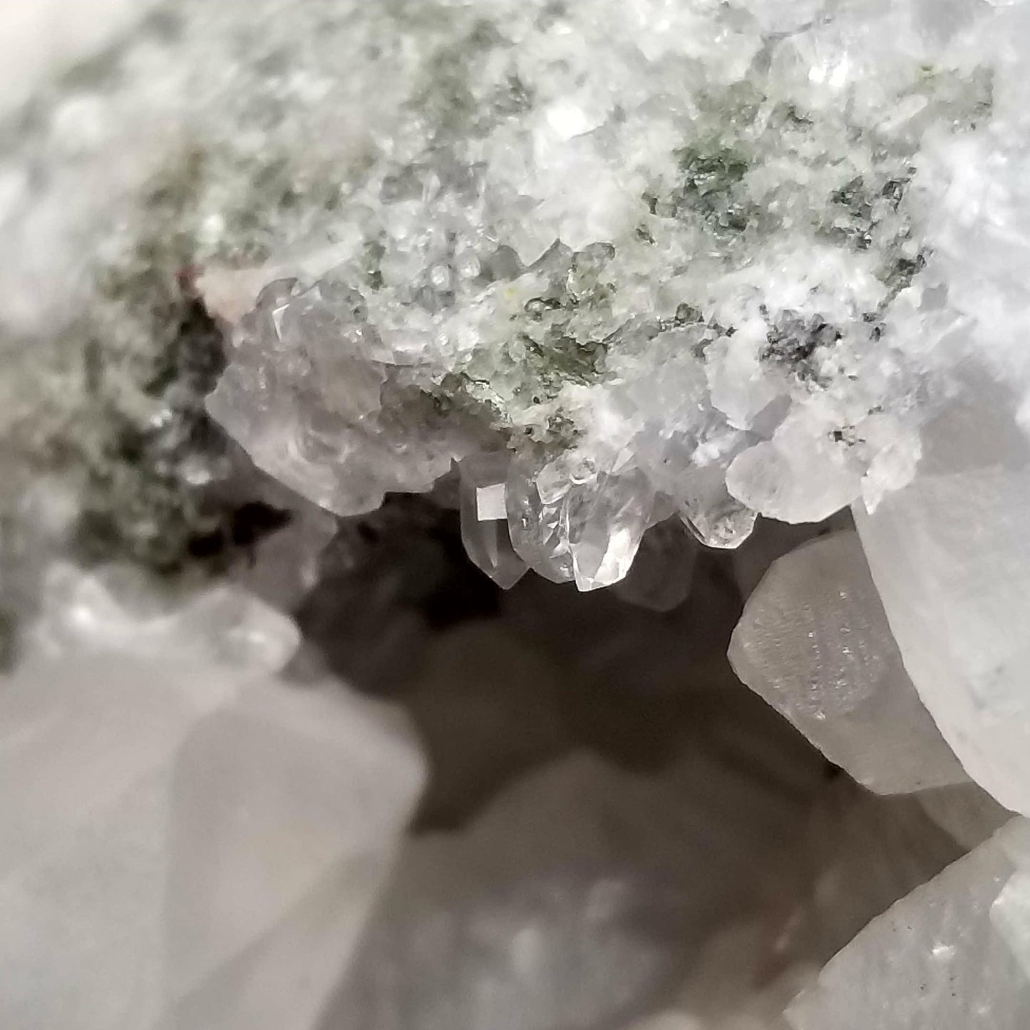 #11173 Clear Combined form Calcite with small Spirit Quartz formation