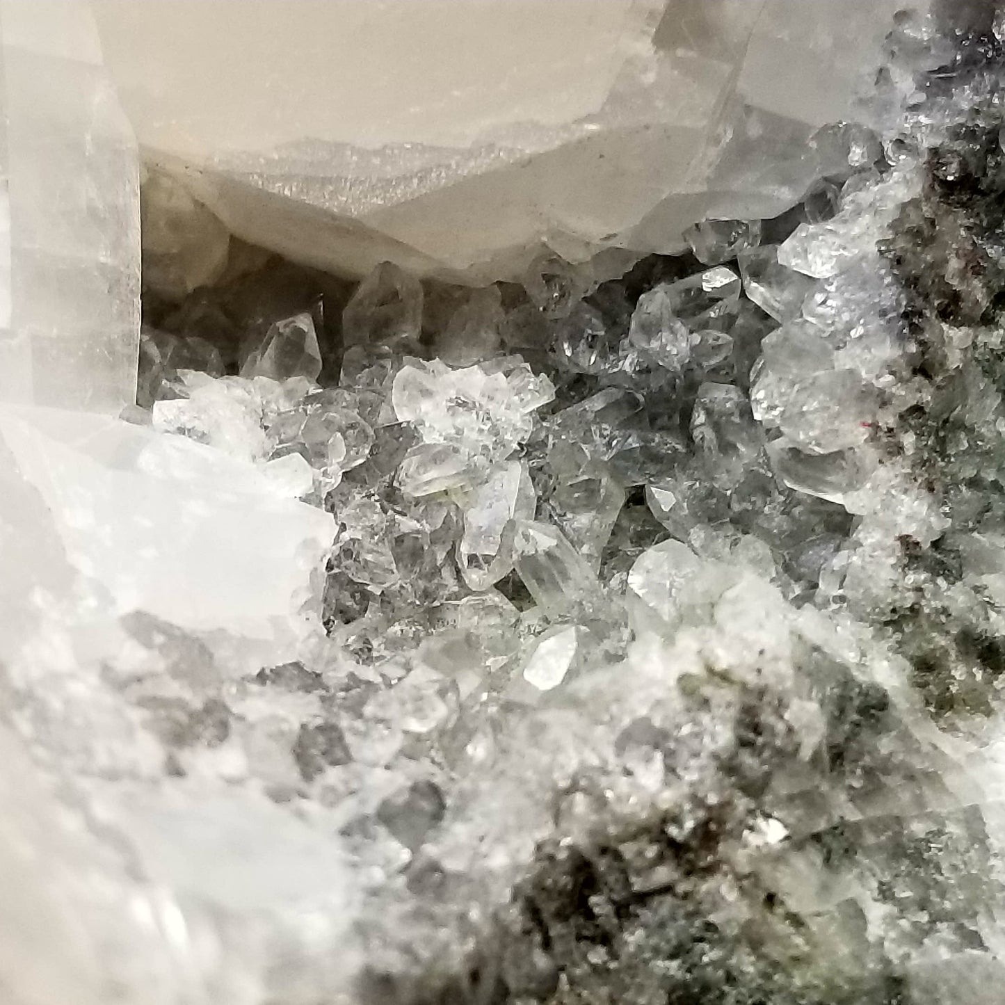 #11173 Clear Combined form Calcite with small Spirit Quartz formation