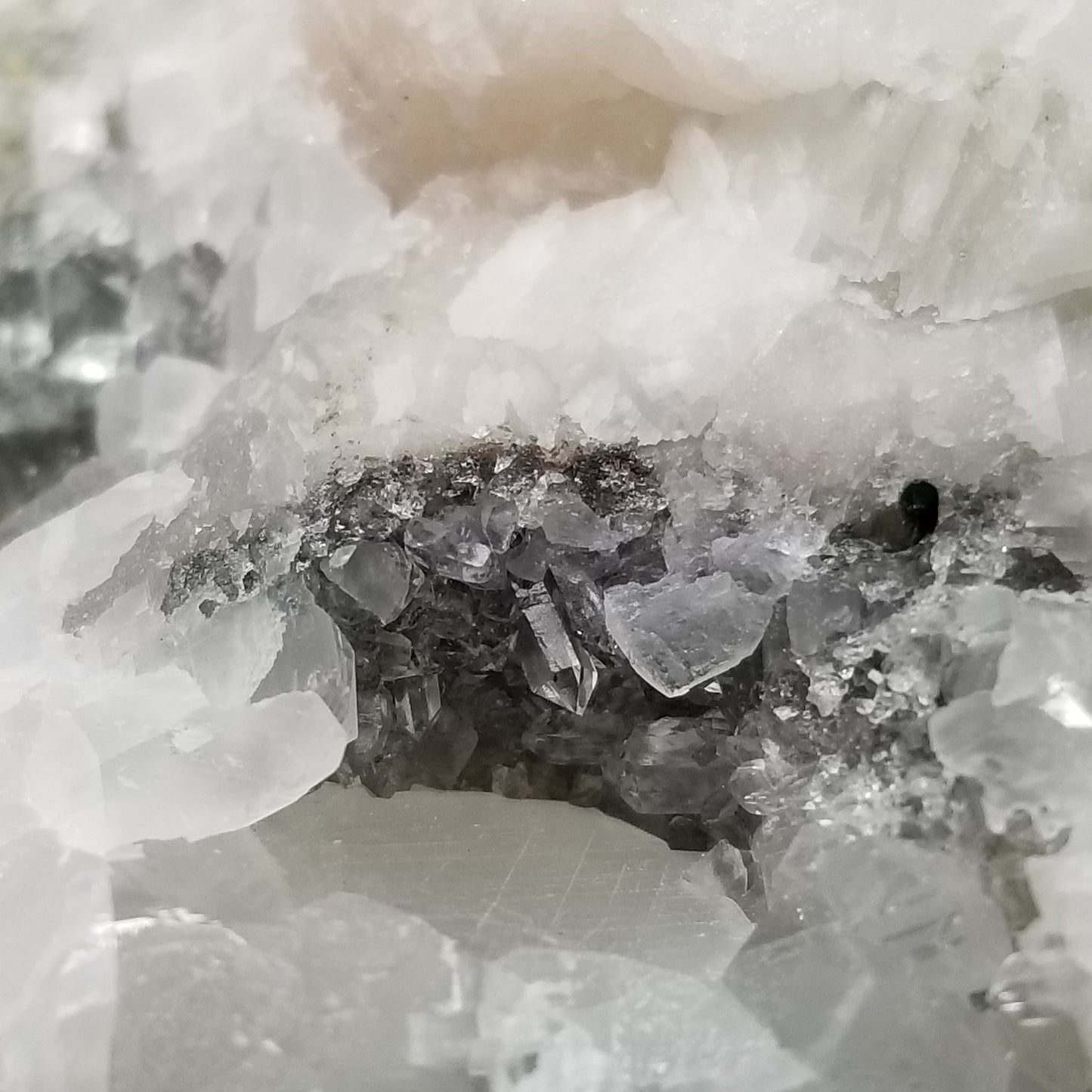 #11173 Clear Combined form Calcite with small Spirit Quartz formation
