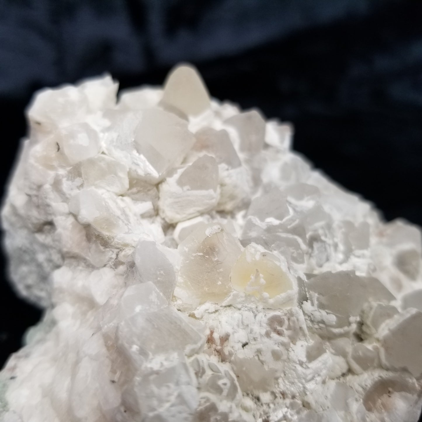 #11179 White Dolomite on clear Dogtooth Spar and Combined form Calcite cluster