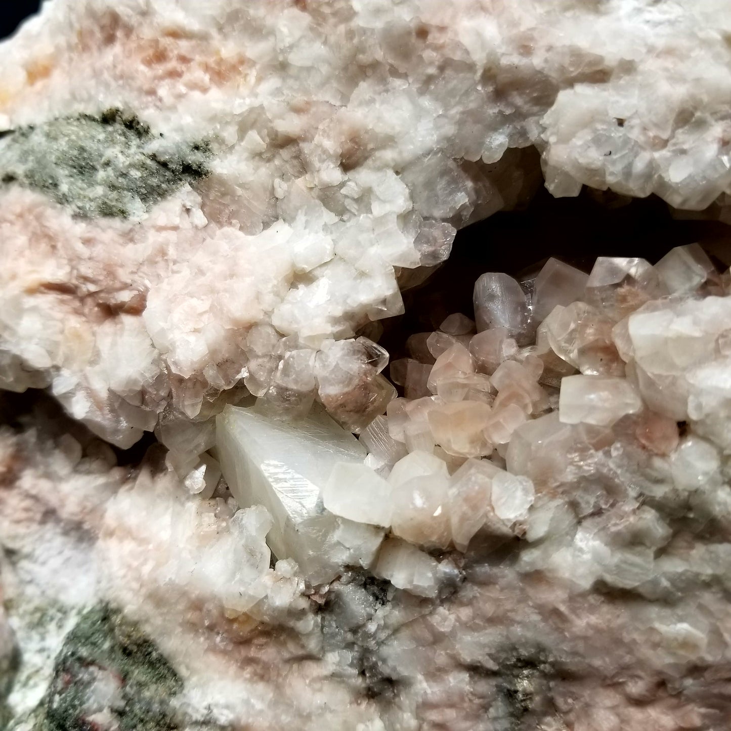 #11080 Chalcopyrite on super clear Combined form Calcite with Hematite and Chalcopyrite inclusions