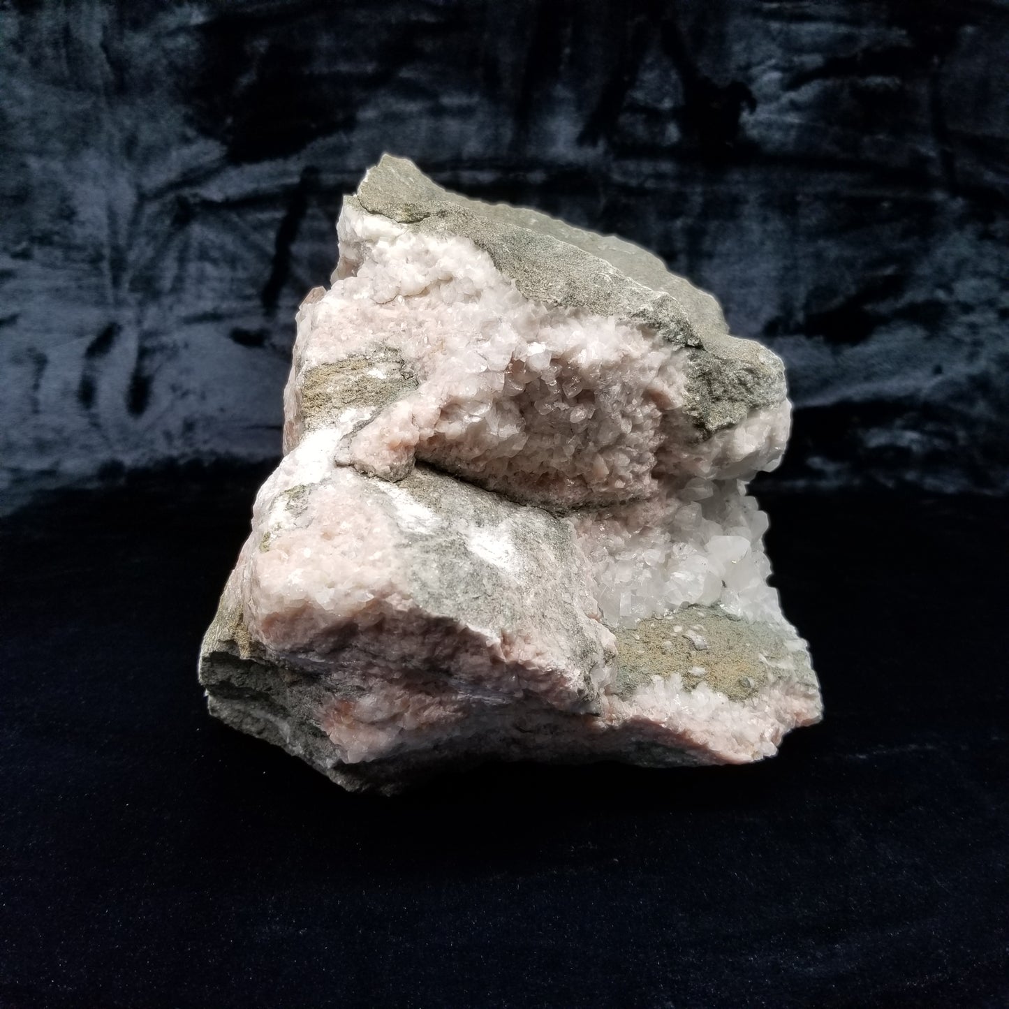 #11080 Chalcopyrite on super clear Combined form Calcite with Hematite and Chalcopyrite inclusions