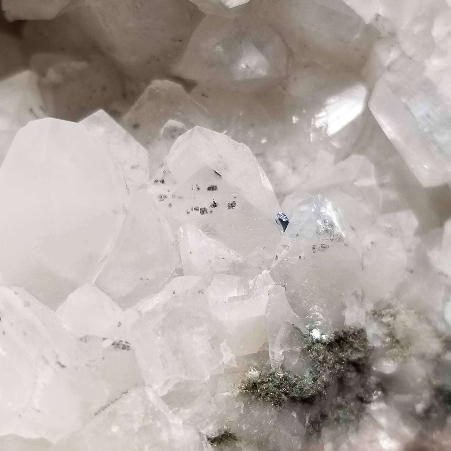 #11080 Chalcopyrite on super clear Combined form Calcite with Hematite and Chalcopyrite inclusions