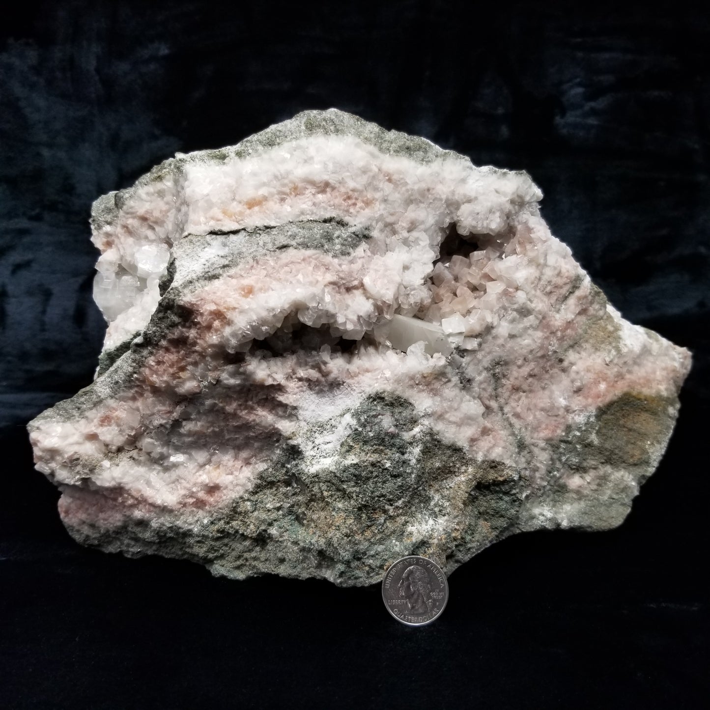 #11080 Chalcopyrite on super clear Combined form Calcite with Hematite and Chalcopyrite inclusions