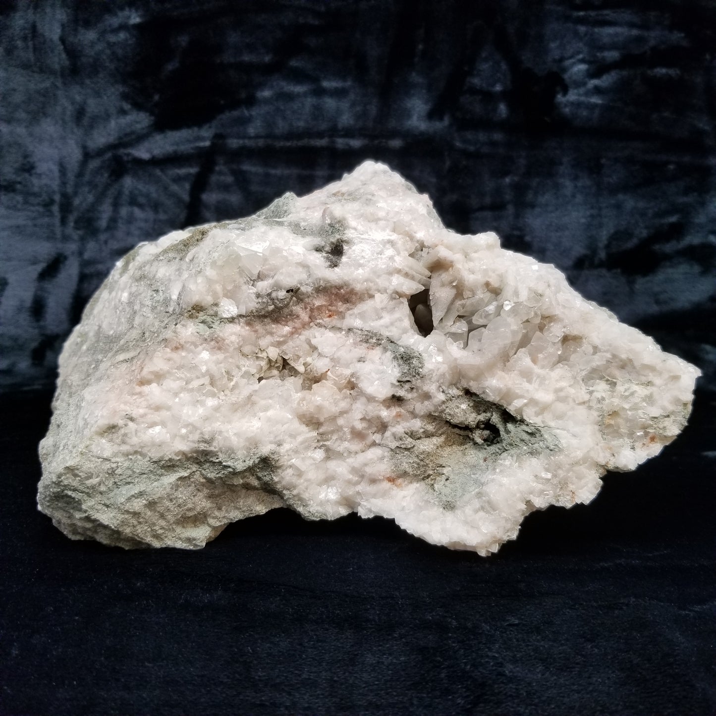 #11197 Small Calcite crystals on white Dolomite and Chalcopyrite on special Dogtooth Spar Calcite