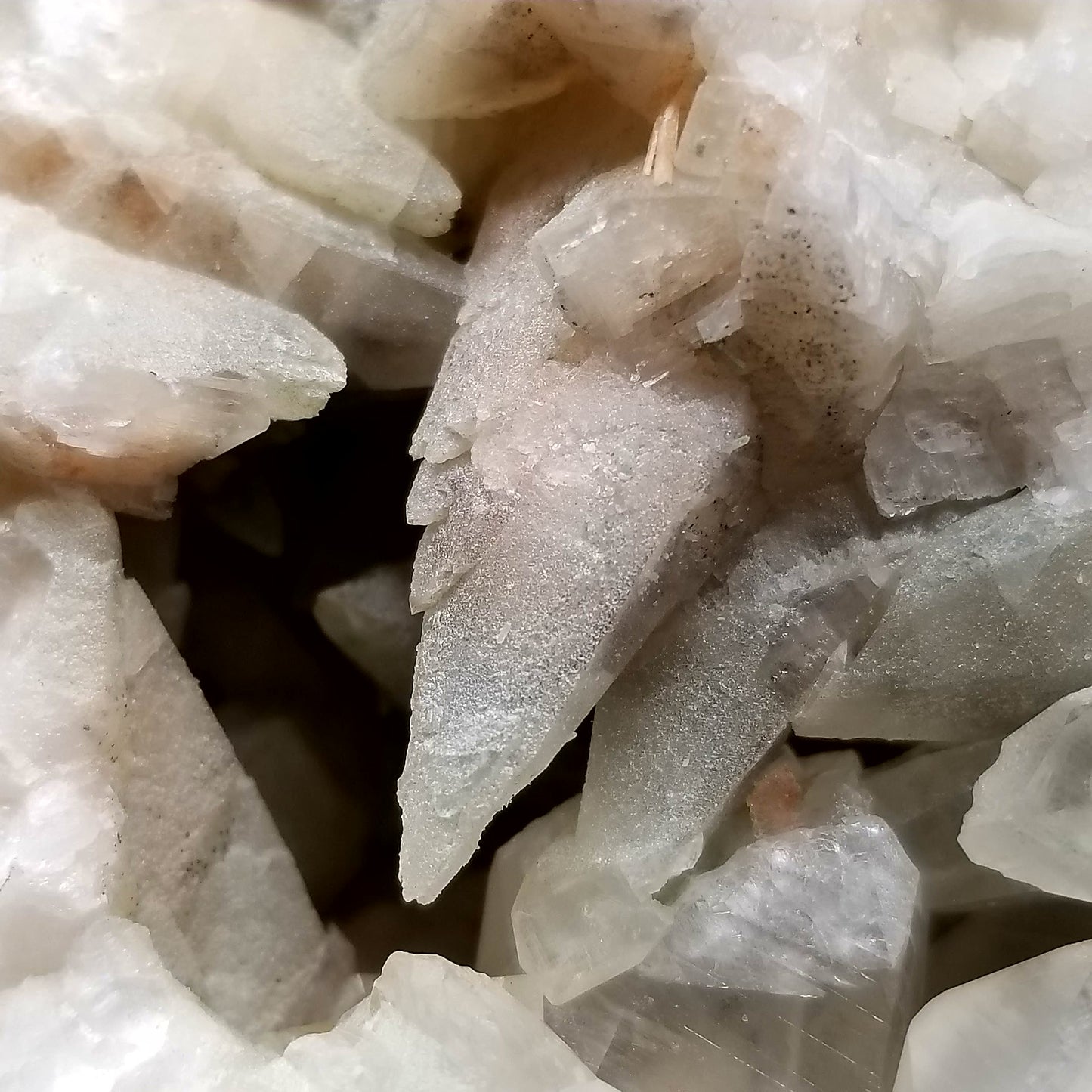 #11197 Small Calcite crystals on white Dolomite and Chalcopyrite on special Dogtooth Spar Calcite