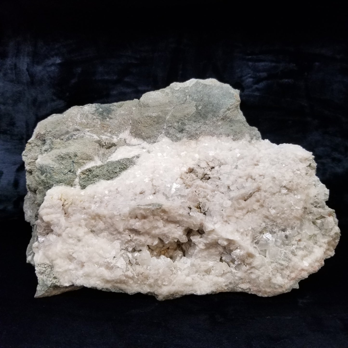 #11197 Small Calcite crystals on white Dolomite and Chalcopyrite on special Dogtooth Spar Calcite