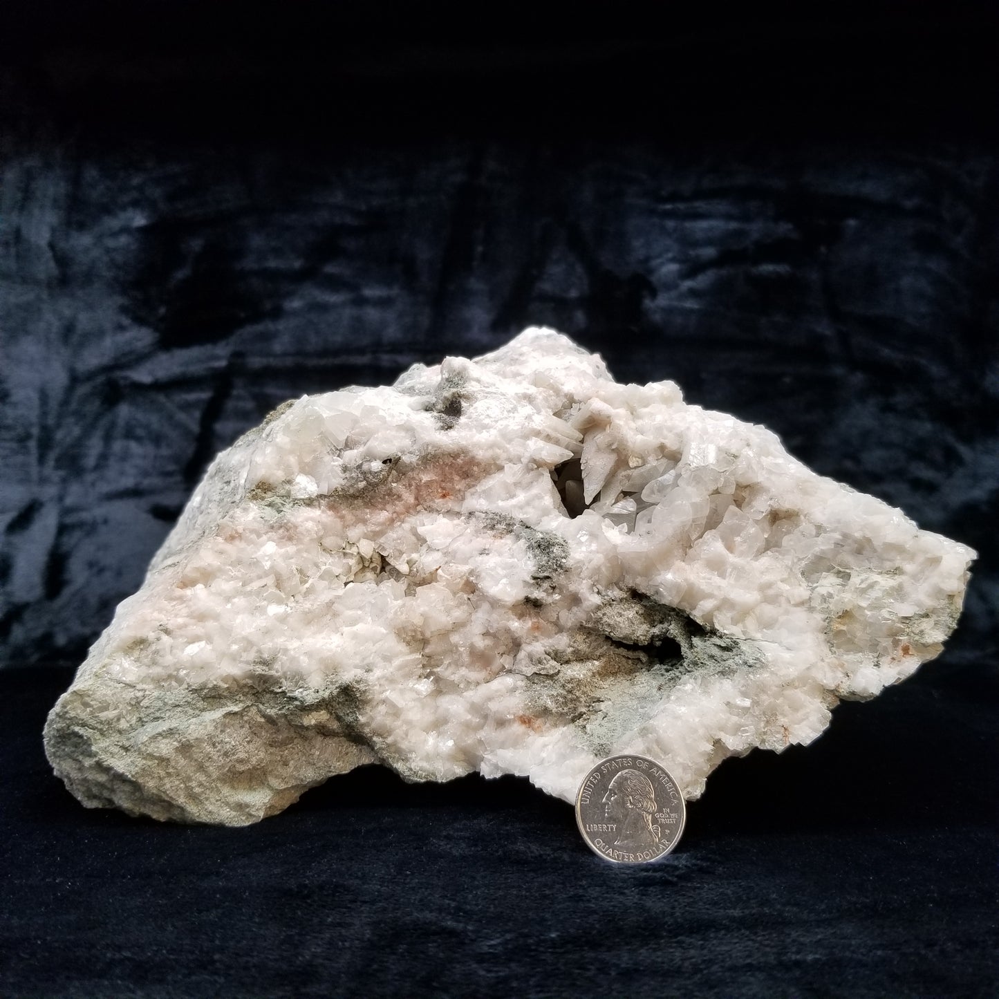 #11197 Small Calcite crystals on white Dolomite and Chalcopyrite on special Dogtooth Spar Calcite
