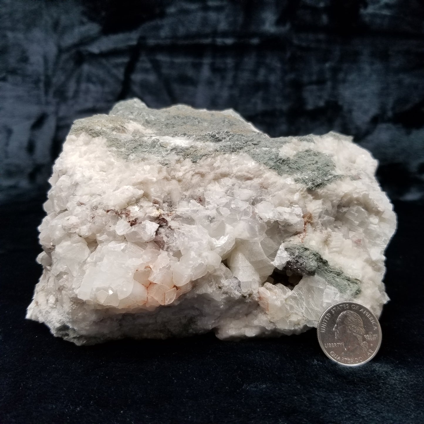 #11200 White Calcite formation and Combined form Calcite with small Spirit Quartz formation on matrix