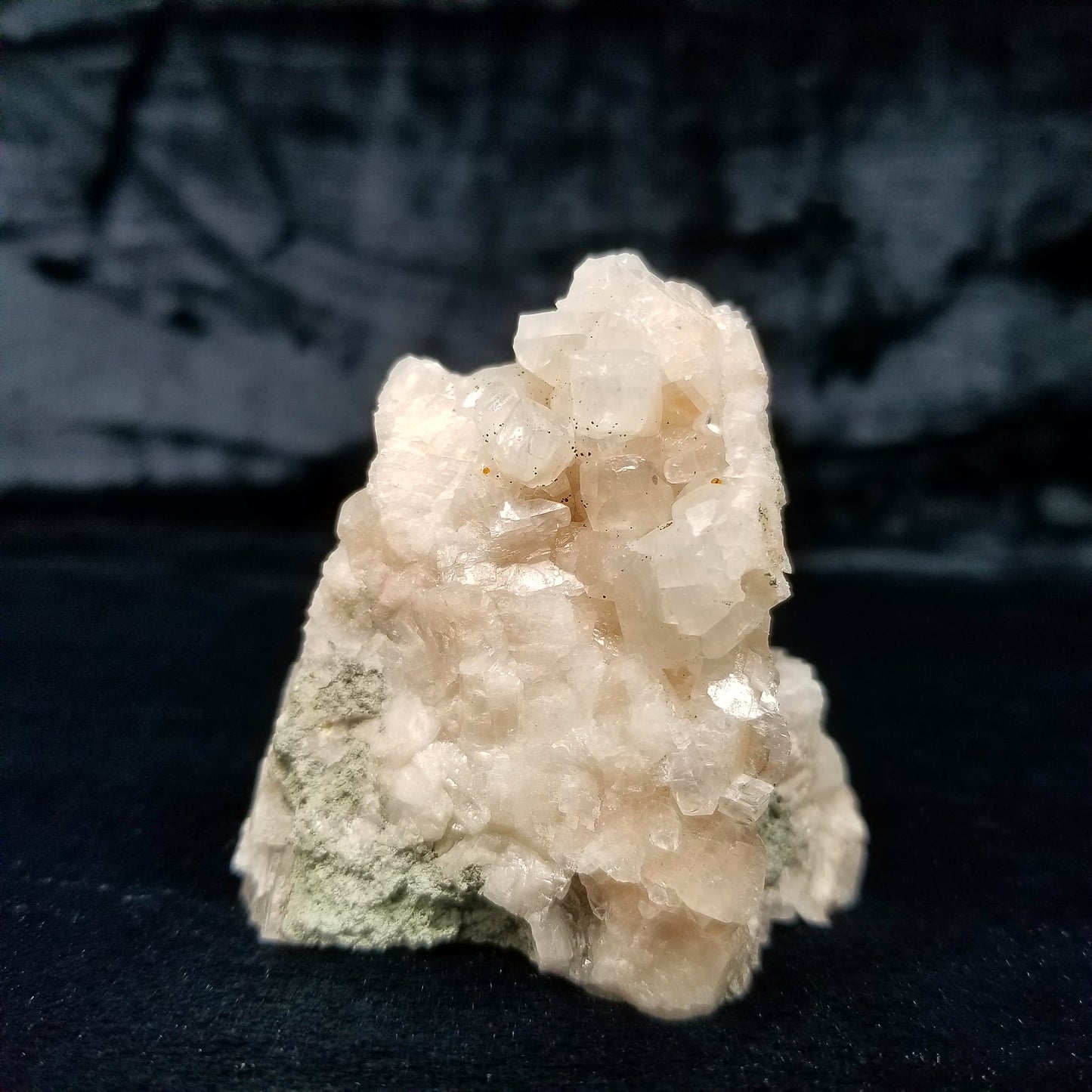 #11220 Chalcopyrite on clear Combined form Calcite and Spirit Quartz formation on white Calcite matrix