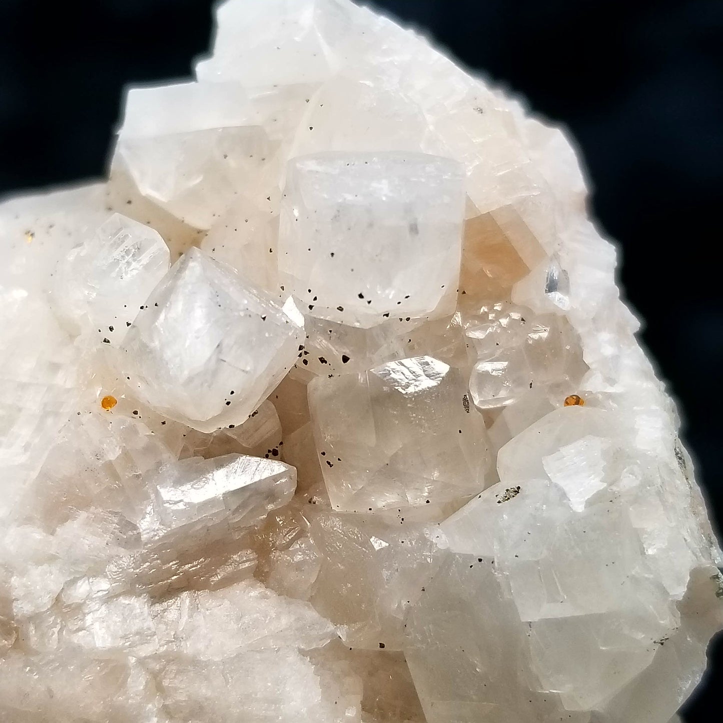 #11220 Chalcopyrite on clear Combined form Calcite and Spirit Quartz formation on white Calcite matrix