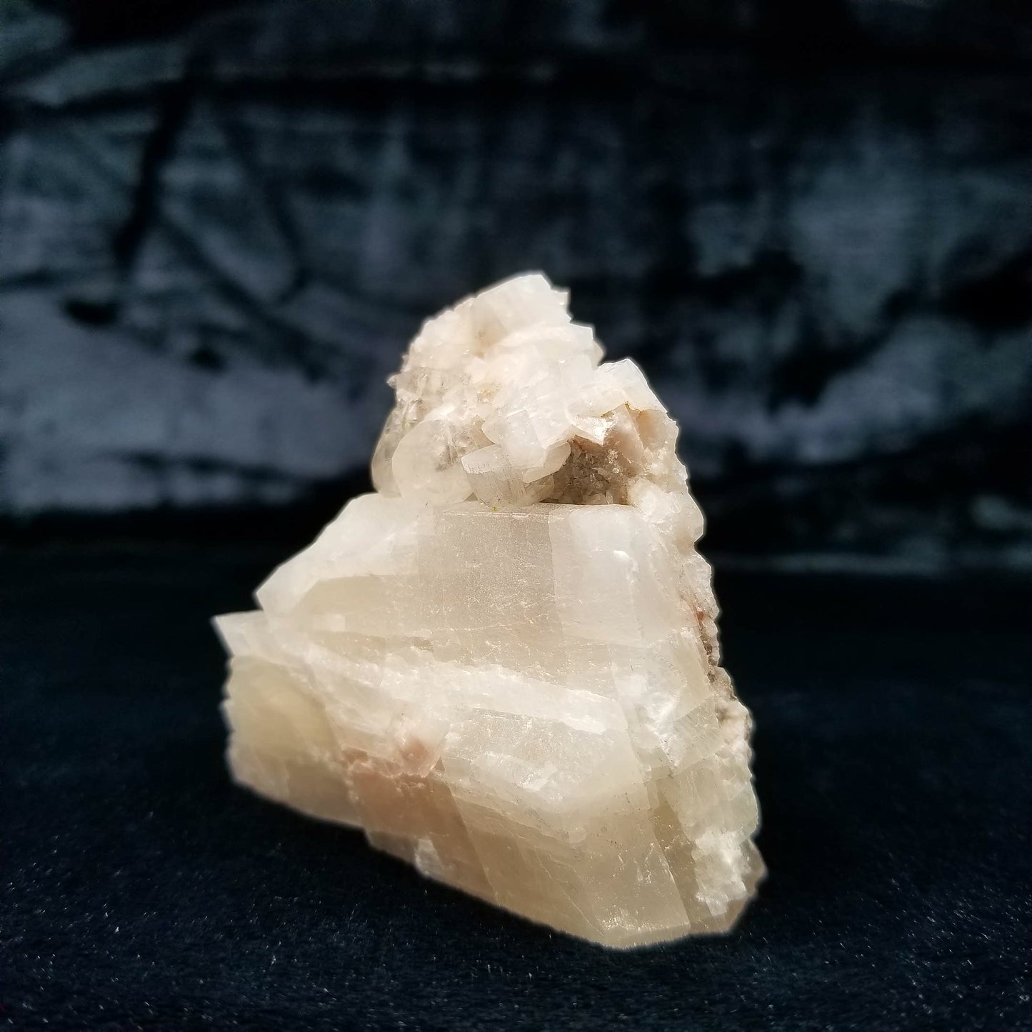 #11220 Chalcopyrite on clear Combined form Calcite and Spirit Quartz formation on white Calcite matrix