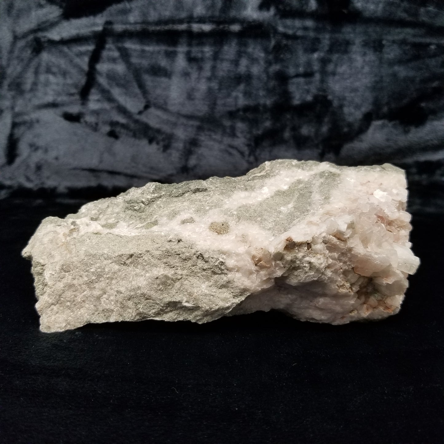 #11232 Iridescent Chalcopyrite ore on clear Combined form Calcite with Hematite inclusions