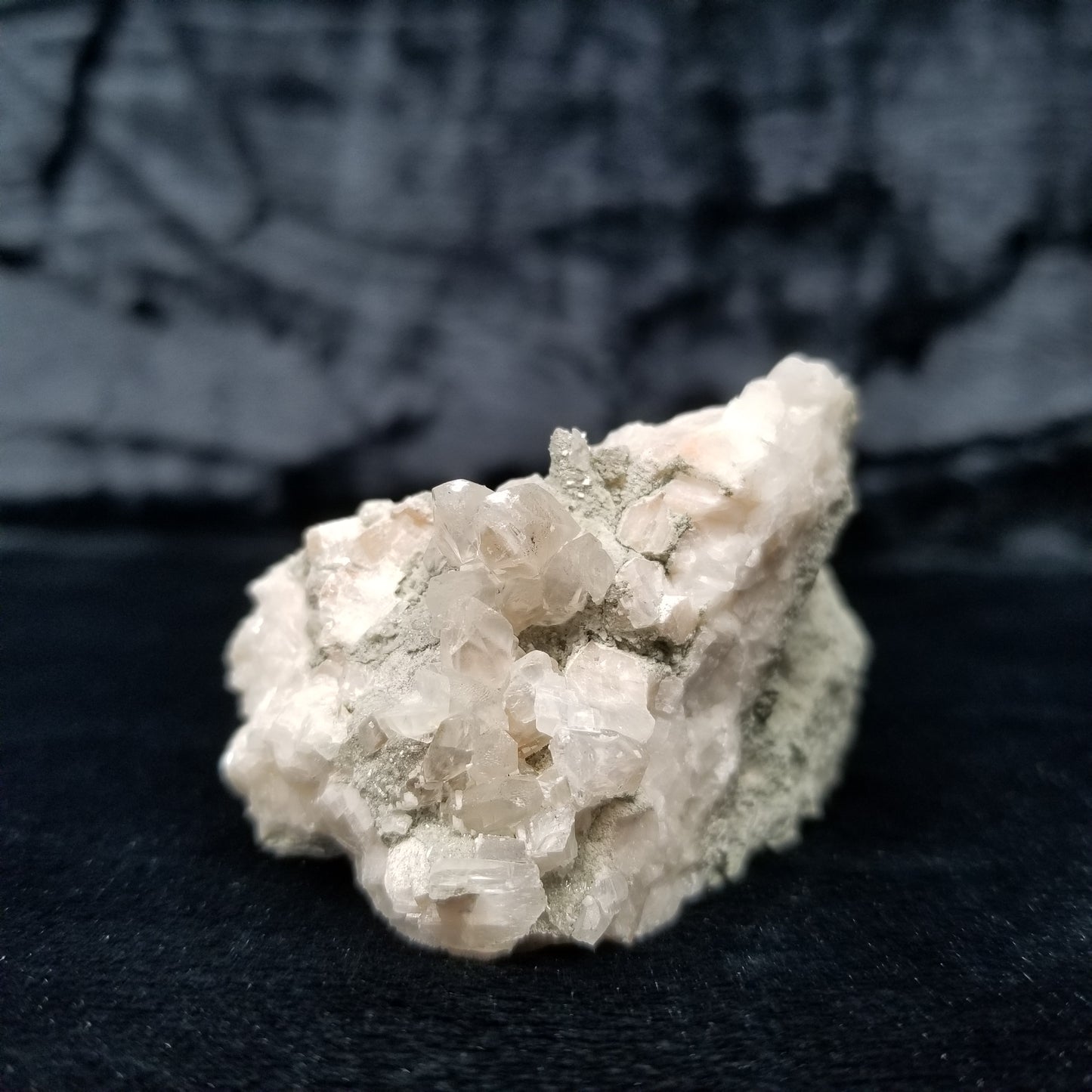 #11236 Chalcopyrite and white Dolomite on Dogtooth Spar Calcite on matrix
