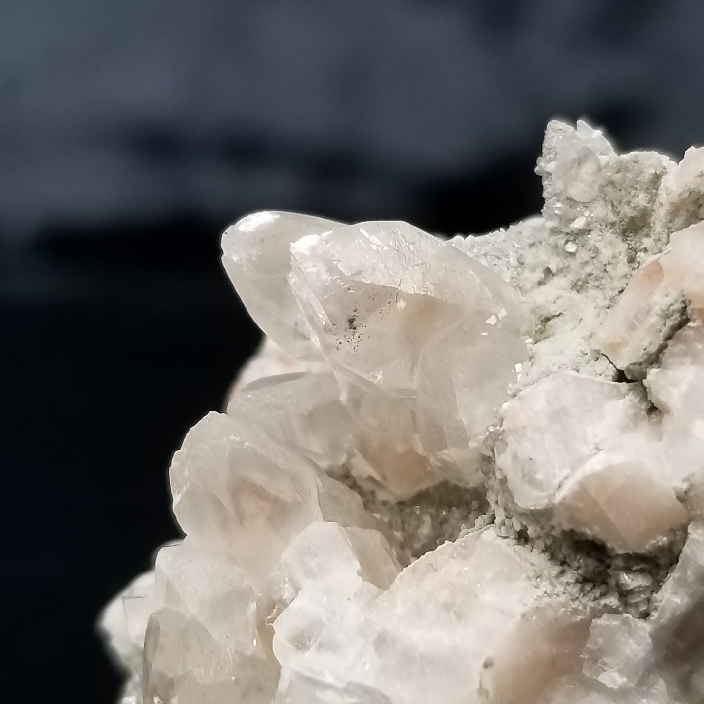 #11236 Chalcopyrite and white Dolomite on Dogtooth Spar Calcite on matrix