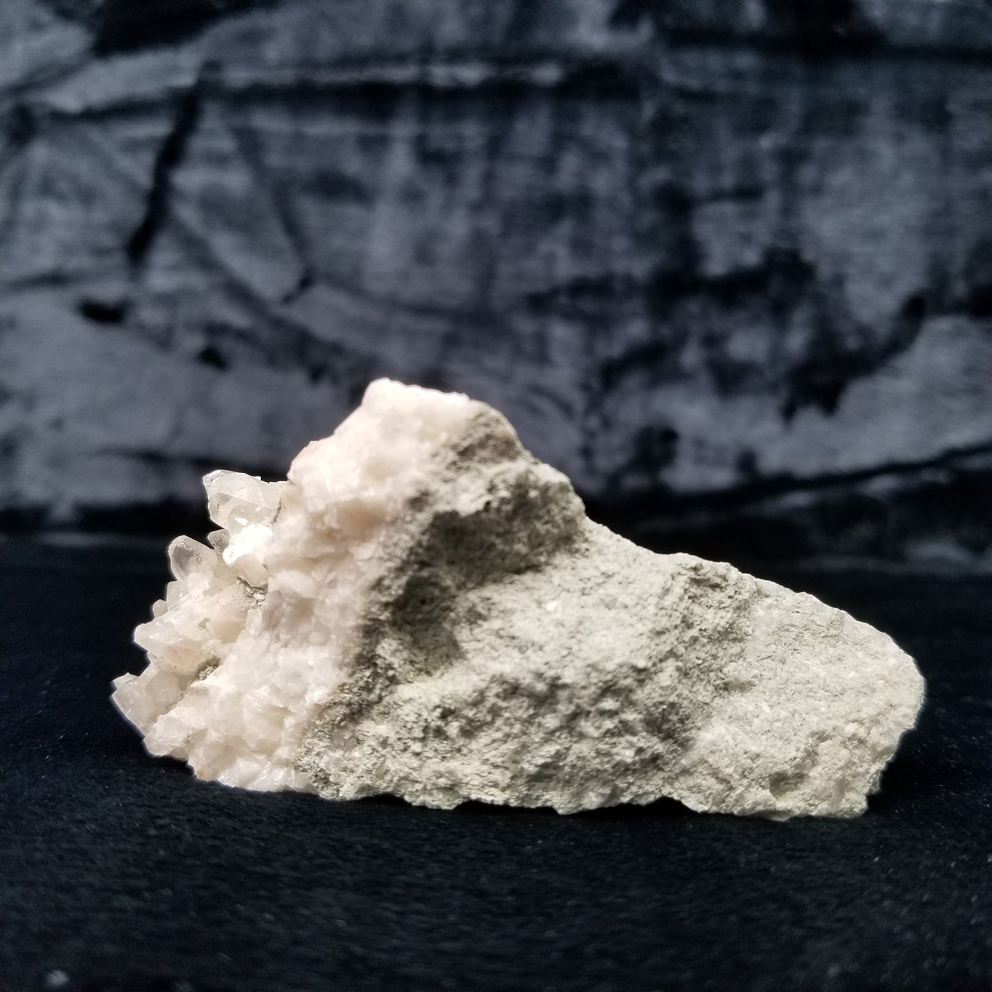 #11236 Chalcopyrite and white Dolomite on Dogtooth Spar Calcite on matrix