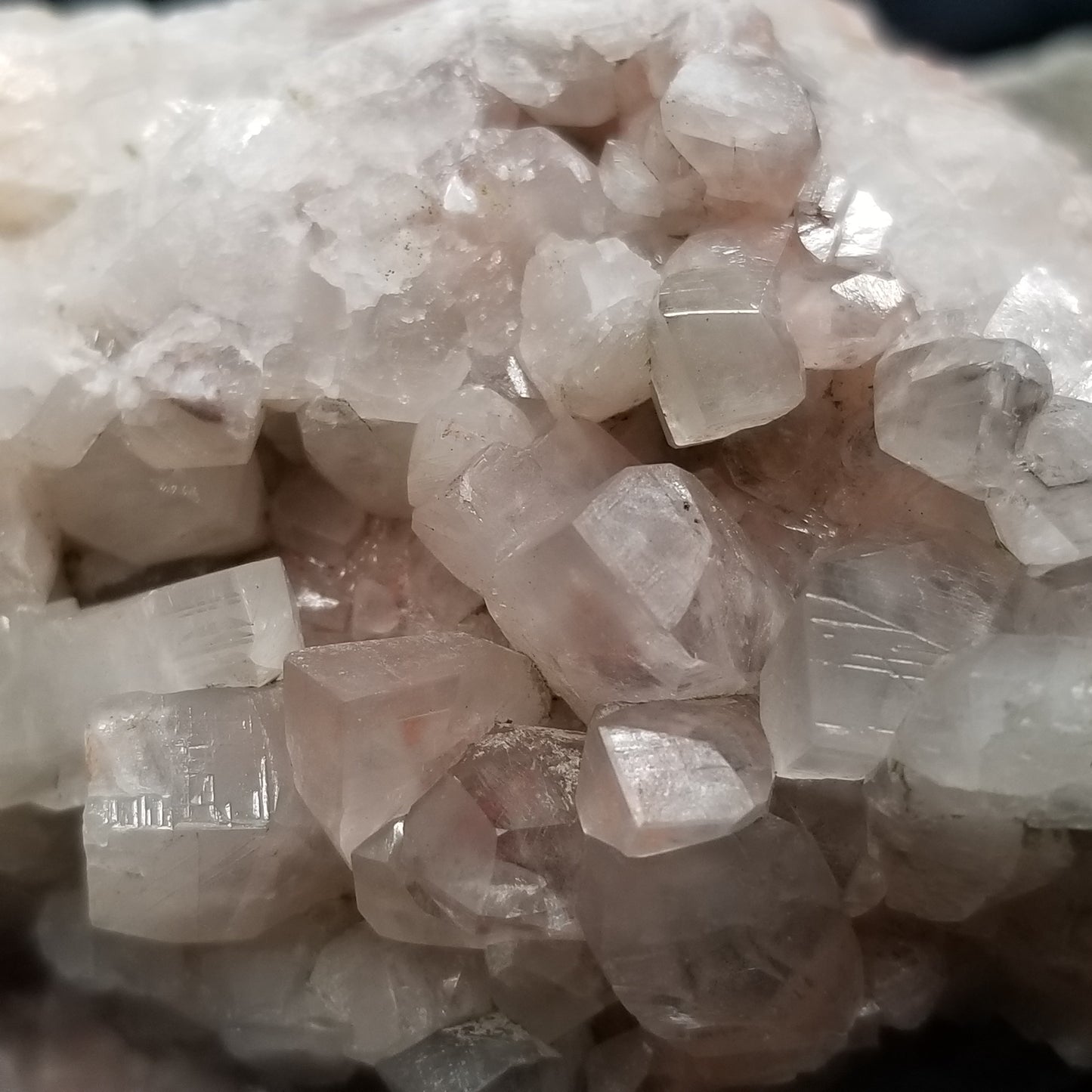 #11237 Clear Combined form Calcite with Hematite phantom inclusions on matrix