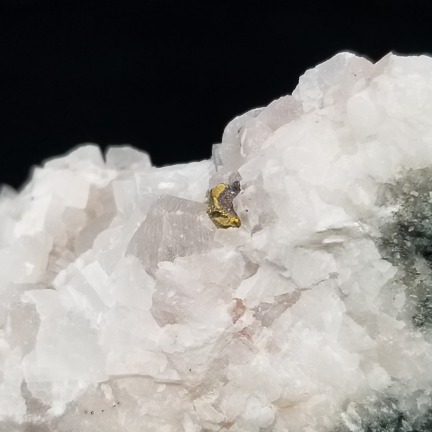 #11242 Chalcopyrite on clear Combined form Calcite on matrix