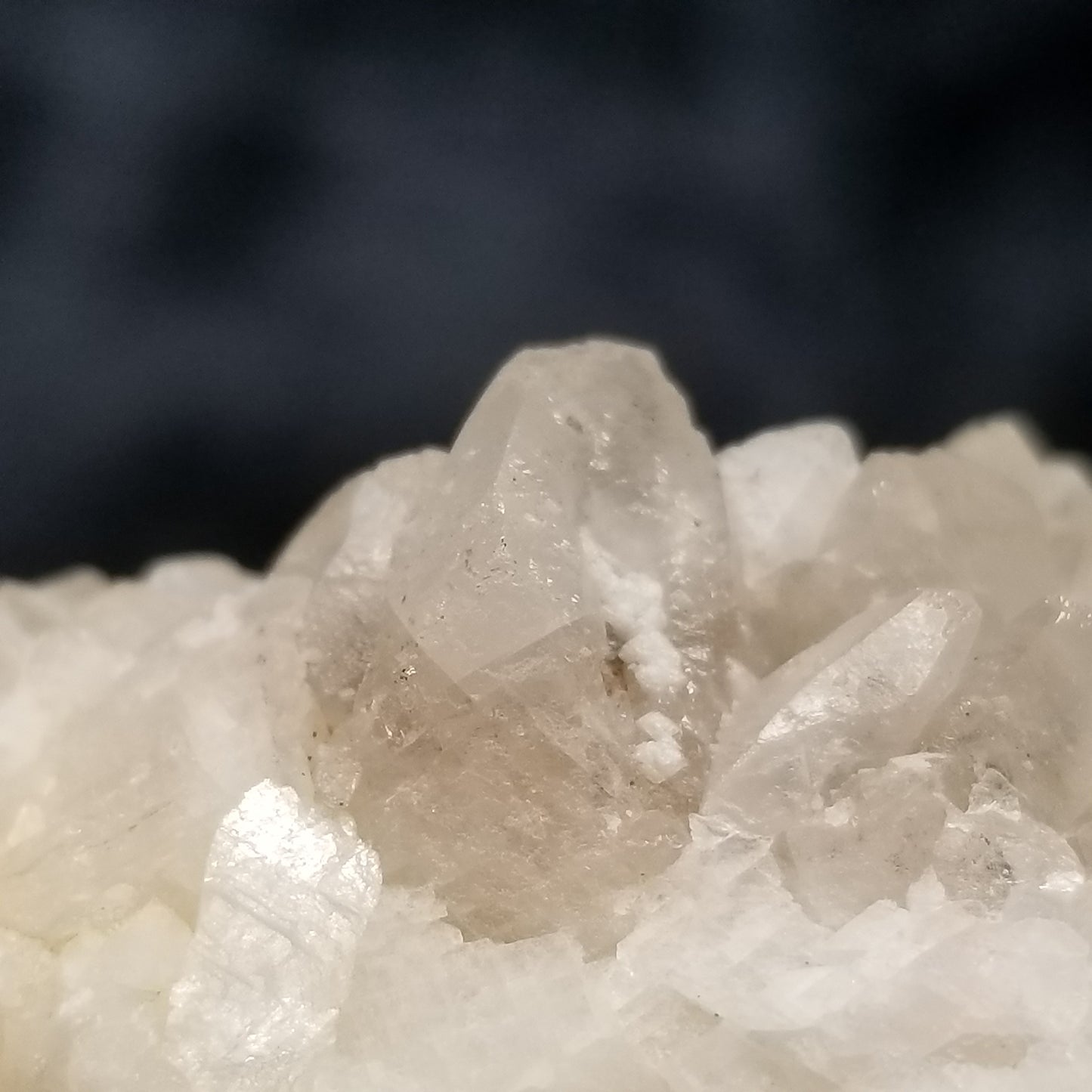 #11247 White Dolomite and Chalcopyrite on clear Combined form Calcite on matrix