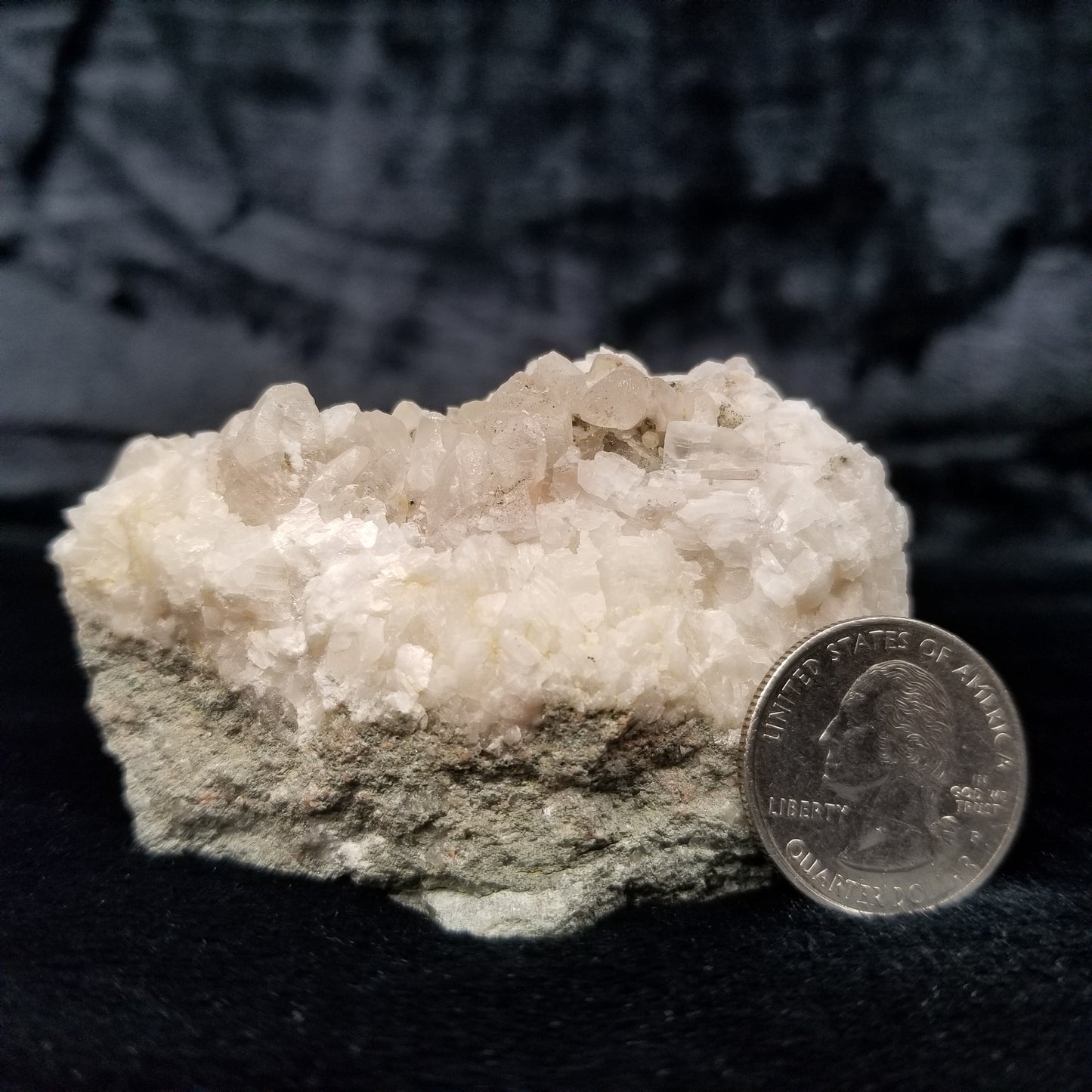 #11247 White Dolomite and Chalcopyrite on clear Combined form Calcite on matrix