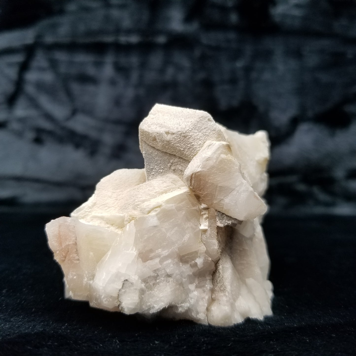 #11249 White Dolomite on Combined form Calcite formation