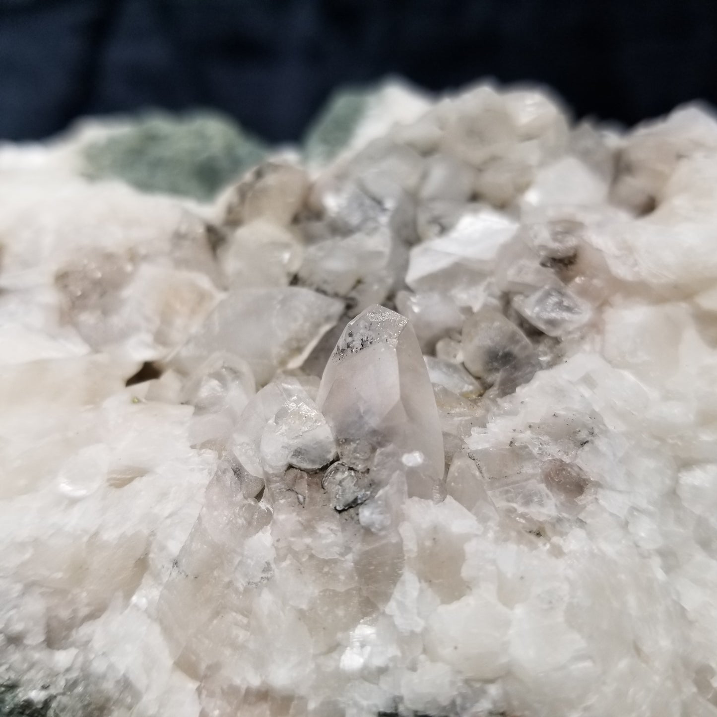 #11254 Chalcopyrite on clear Combined form Calcite with phantom Chalcopyrite inclusions