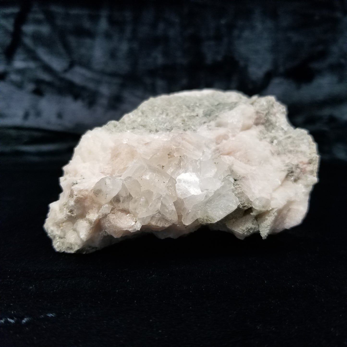 #11295 Chalcopyrite on white and clear Combined form Calcite formation on matrix