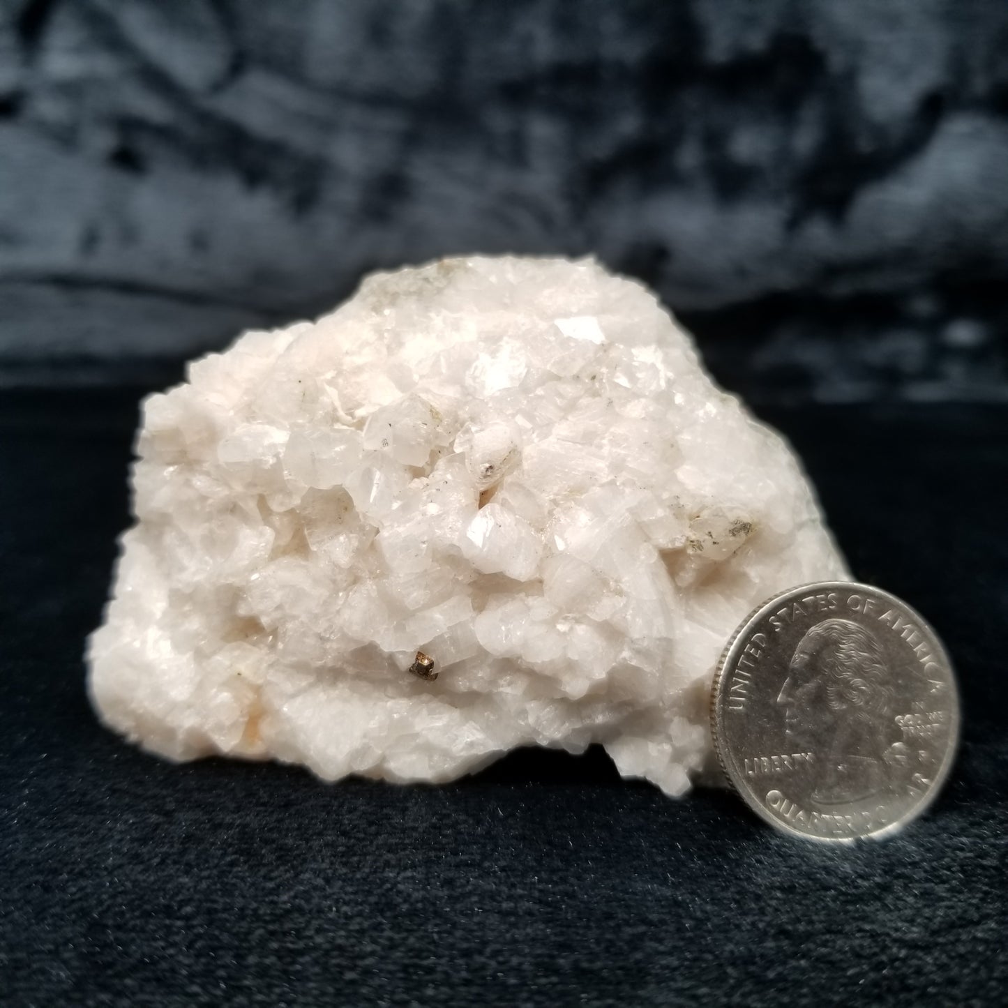 #11287 Chalcopyrite on white Combined form Calcite on matrix