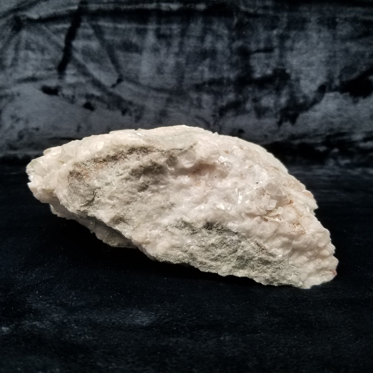 #11289 Green coating and white Dolomite on clear Combined form Calcite on matrix