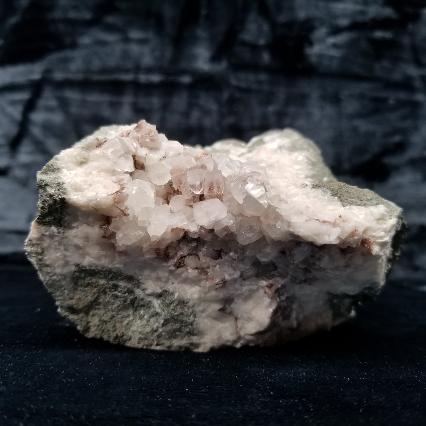#11290 Clear Combined form Calcite cluster with phantom Hematite inclusions on matrix
