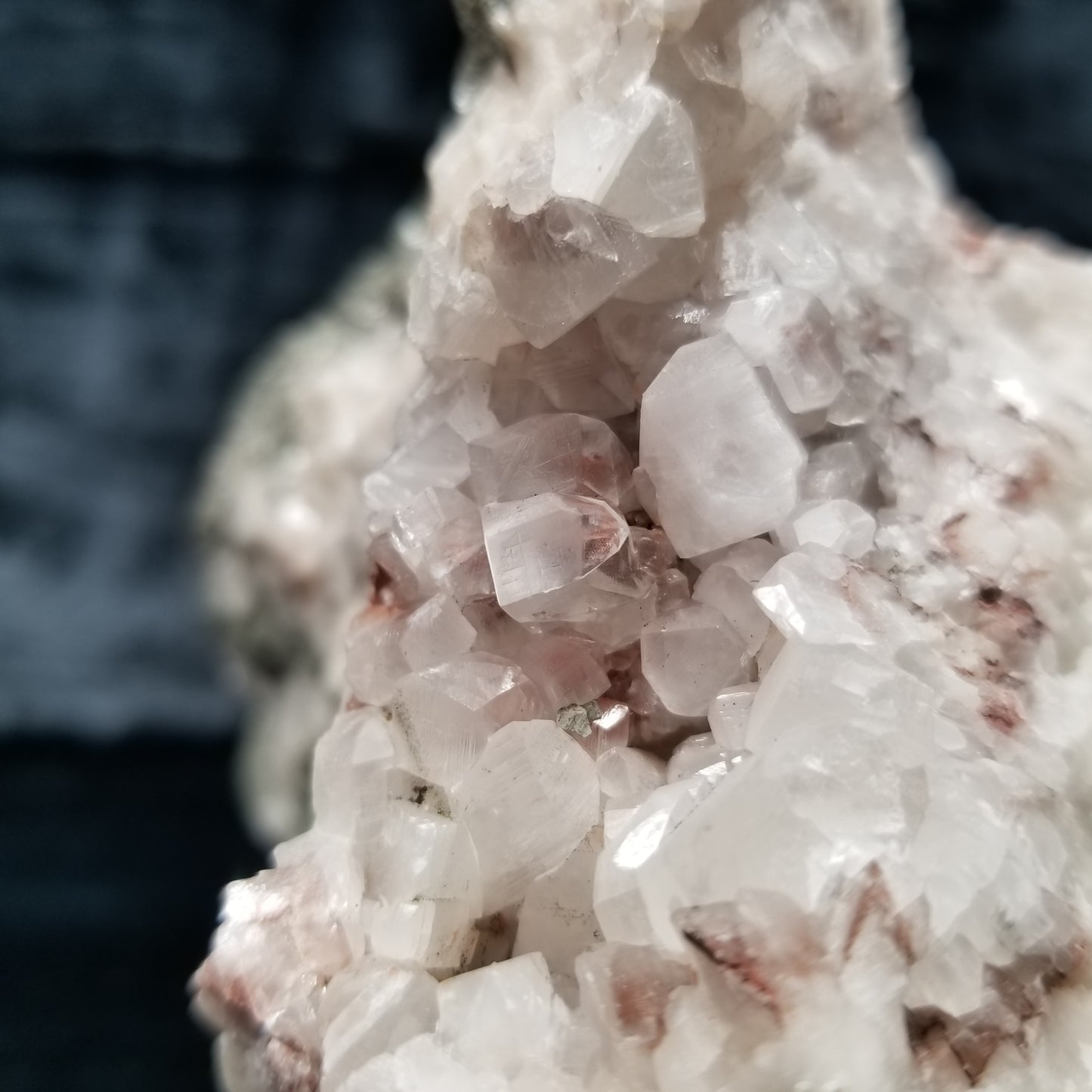#11290 Clear Combined form Calcite cluster with phantom Hematite inclusions on matrix