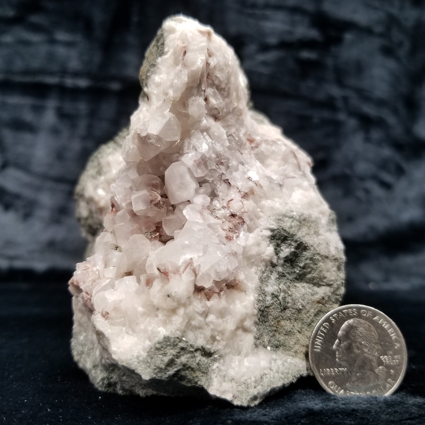 #11290 Clear Combined form Calcite cluster with phantom Hematite inclusions on matrix