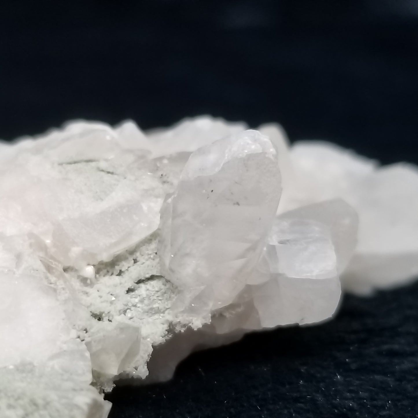 #11305 White Dolomite on clear Combined form Calcite on matrix