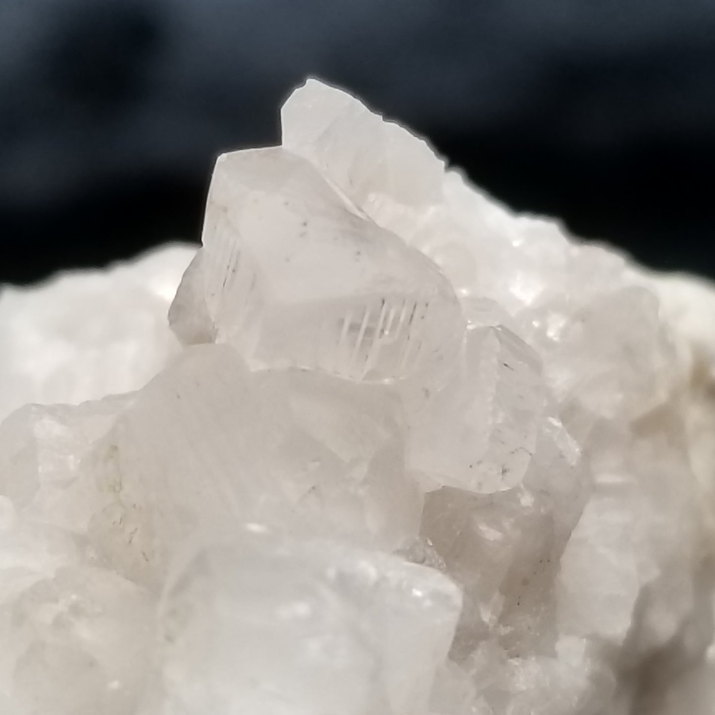 #11306 Clear Combined form Calcite on white Calcite matrix