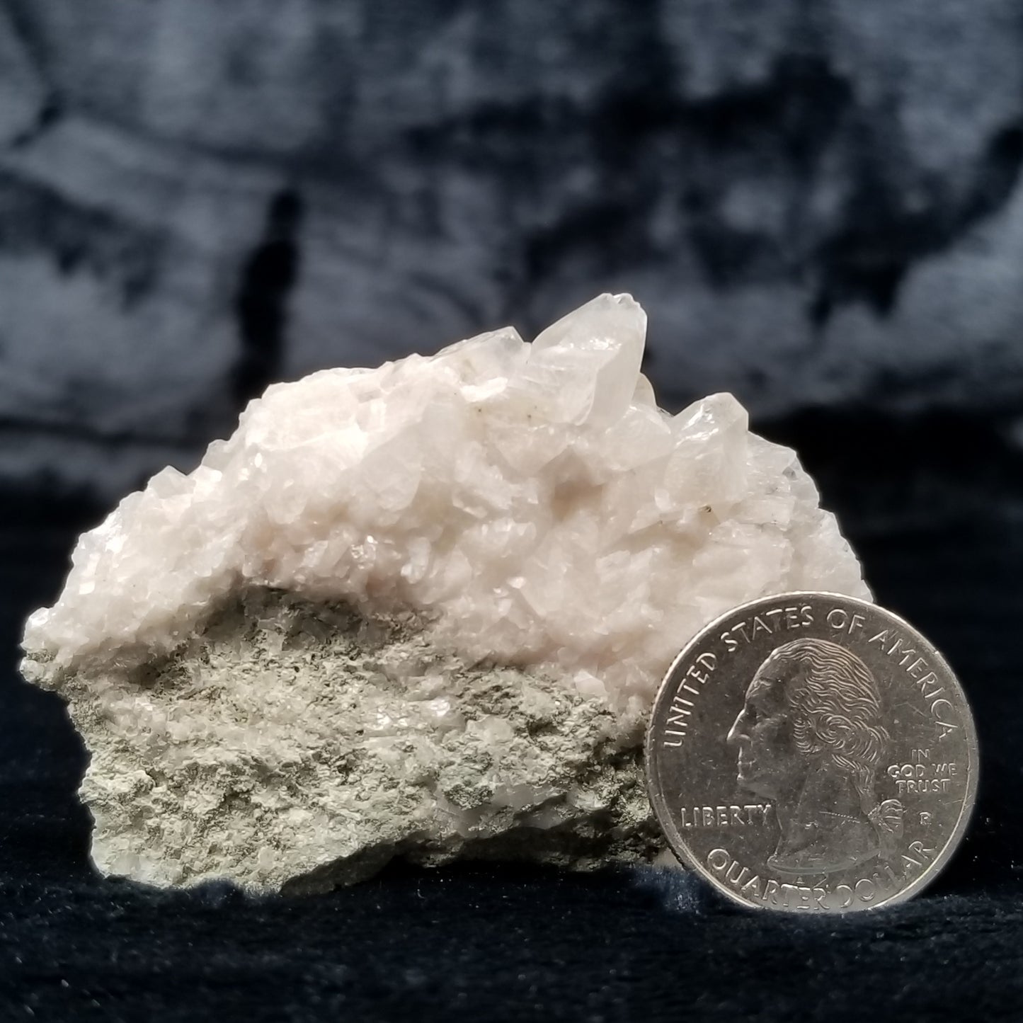 #11307 Chalcopyrite on clear Combined form Calcite on matrix