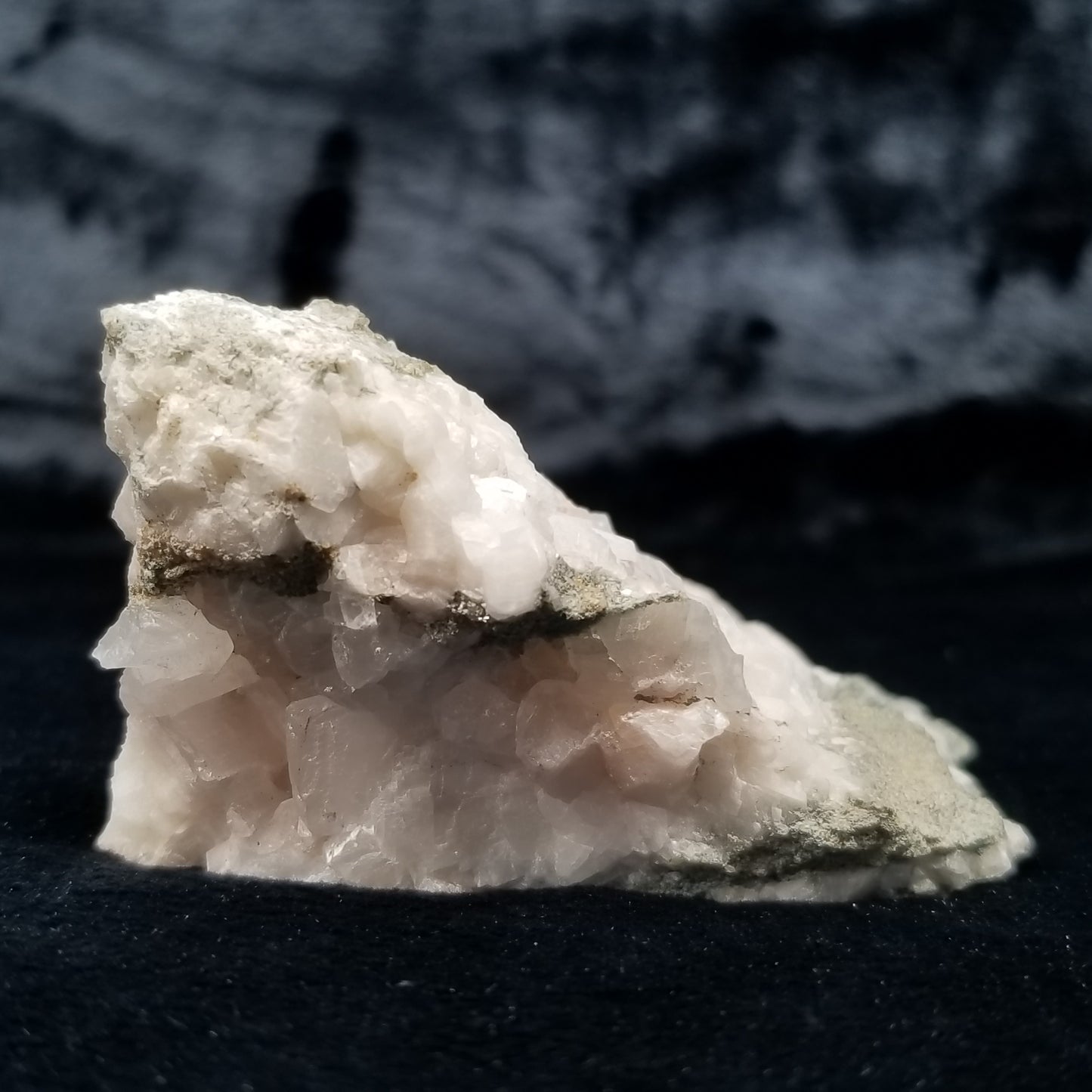 #11308 Chalcopyrite on clear Combined form Calcite on white Calcite matrix