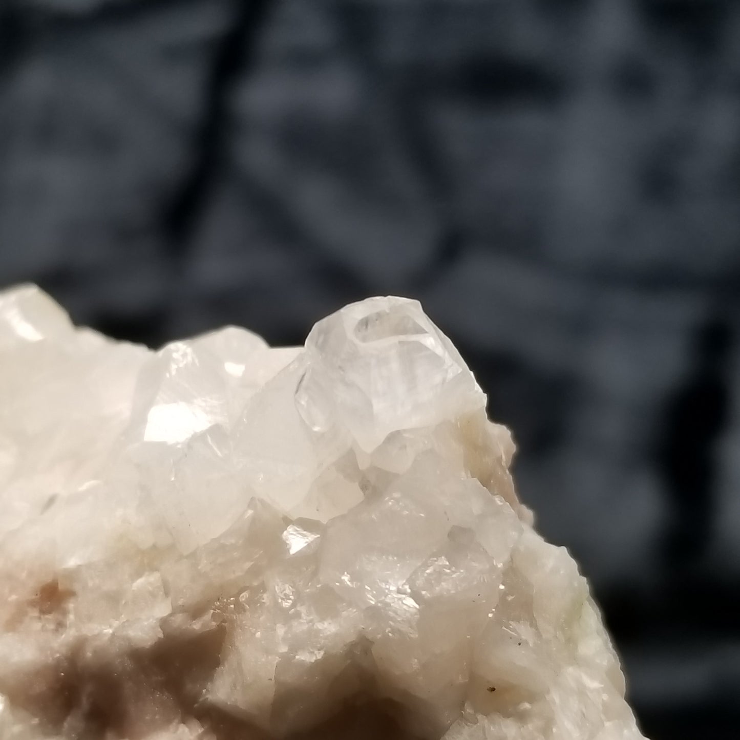 #11311 Clear Combined form Calcite on white and pink Calcite matrix